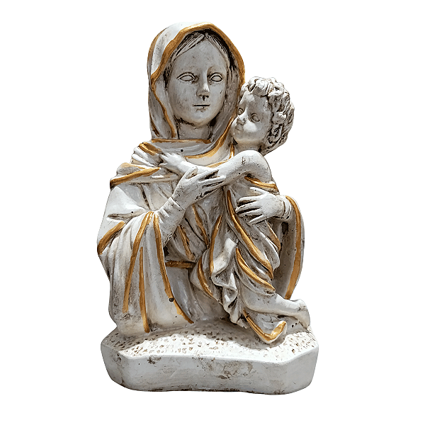 Mãe Rainha, 16cm, Gesso, Peça Única, Artesanal, Decoração Religiosa