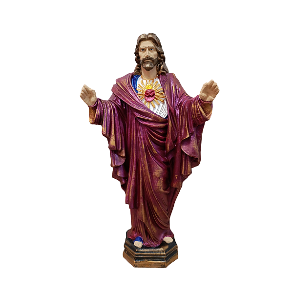 Sagrado Coração de Jesus 30cm em Gesso – Imagem Religiosa Grande