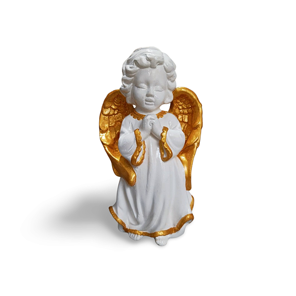 Anjo da Guarda 20cm em Gesso – Imagem Religiosa Artesanal para Decoração