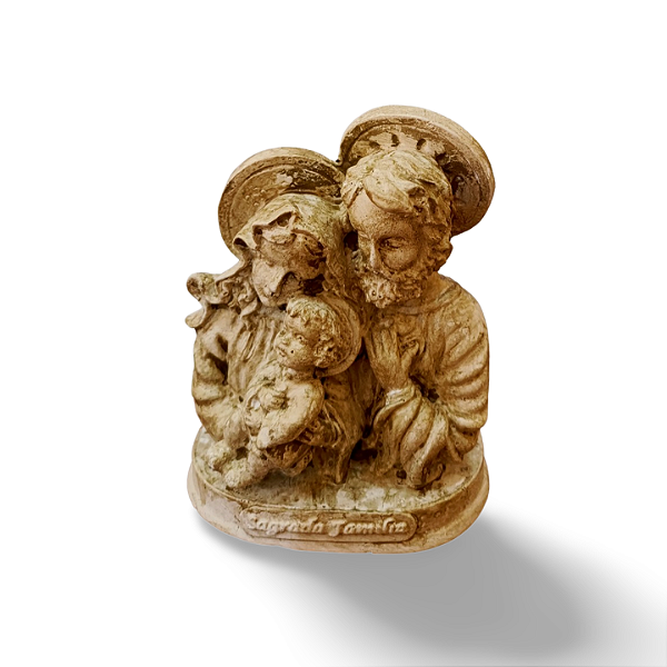Sagrada Família 9cm em Gesso – Imagem Religiosa Compacta