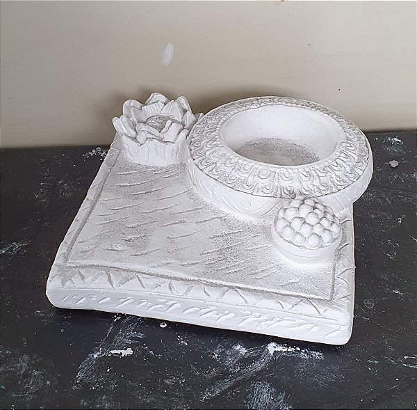 Base Incensario Vela Rechaud Gesso Cru