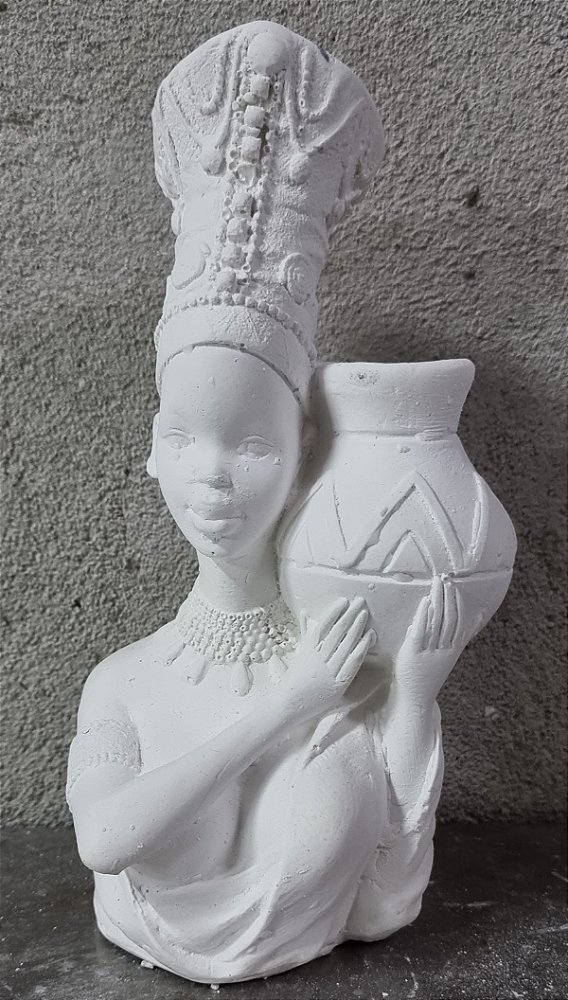 Busto Senegaleza 21cm Gesso Cru
