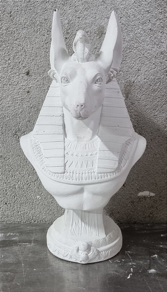 Busto Anubis 23cm Gesso Cru