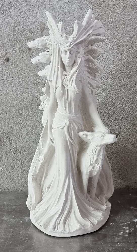 Deusa Hecate 23cm Gesso Cru