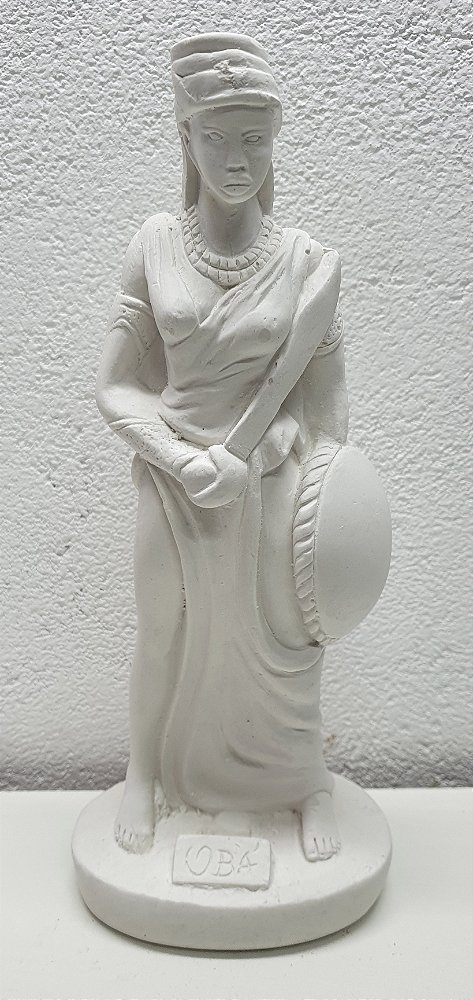 Orixá Obá 23cm Gesso Cru