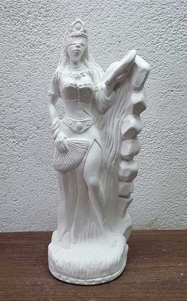 Orixá Oxum na Cacheira 23cm Gesso Cru