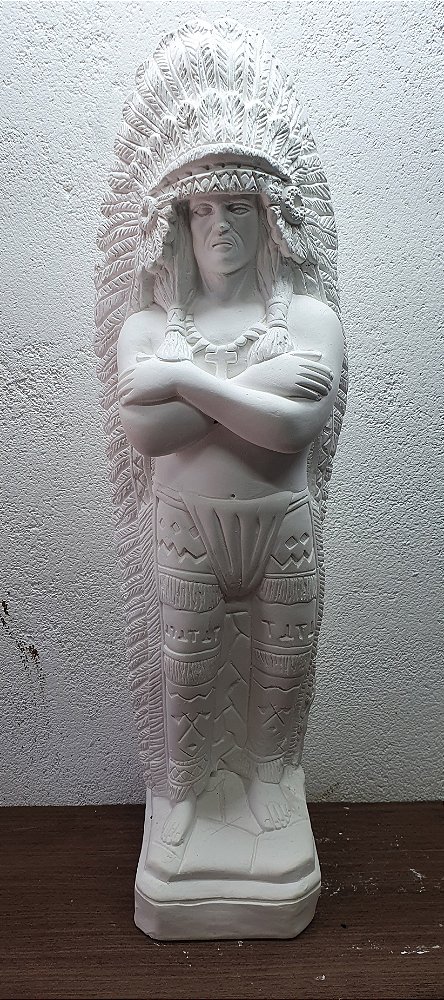 Caboclo Pena Branca 50cm Gesso Cru