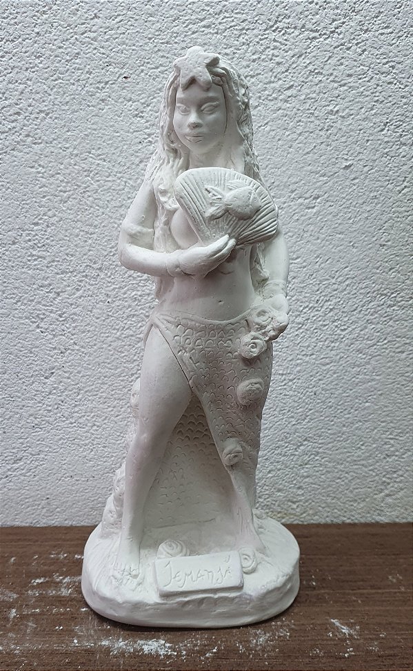 Orixá Iemanja Africana 24cm Gesso Cru