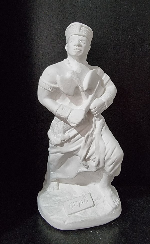 Orixa Xango Machado 23cm Gesso Cru