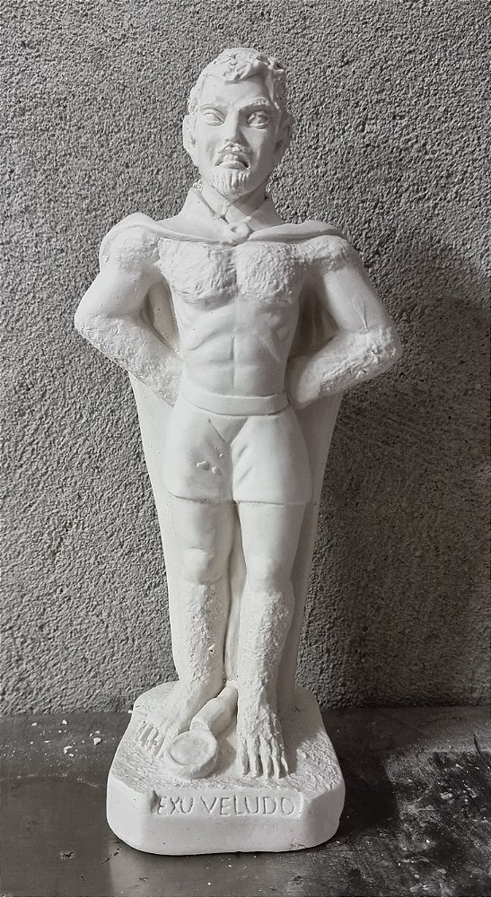 Exu Veludo 23cm Gesso Cru