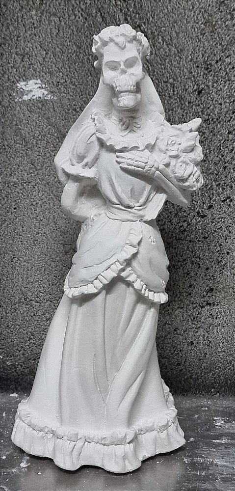 Rosa Caveira Buque 25cm Gesso Cru