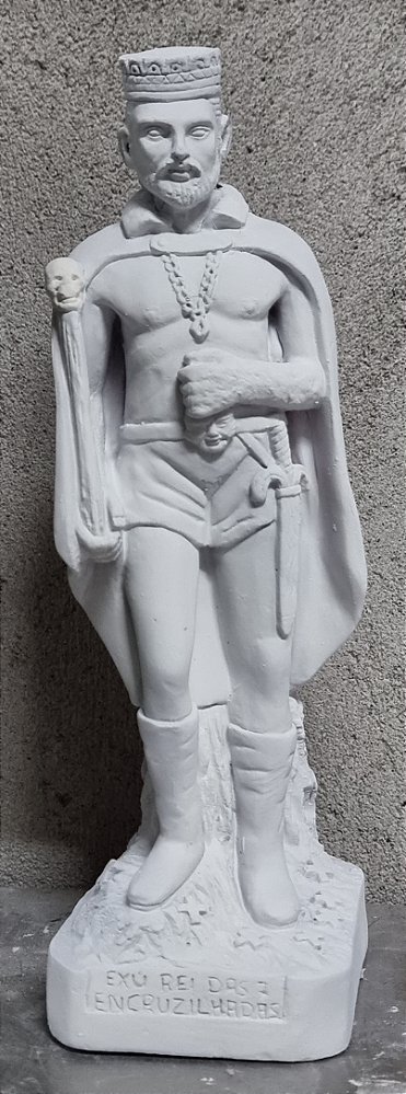 Exu Rei das 7 Encruzilhadas 23cm Gesso Cru