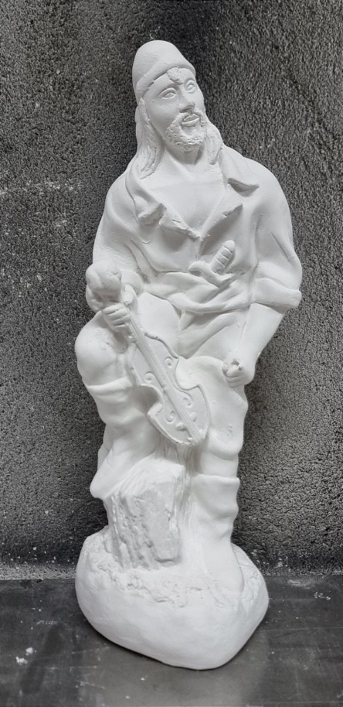 Cigano com Violino 30cm Gesso Cru