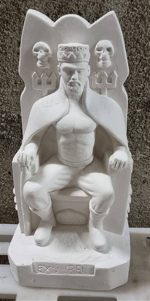 Exu Rei no Trono 23cm Gesso Cru