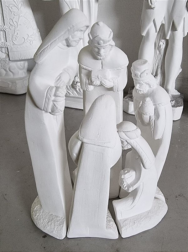 Presépio de Encaixe 5 Peças 20cm Gesso Cru
