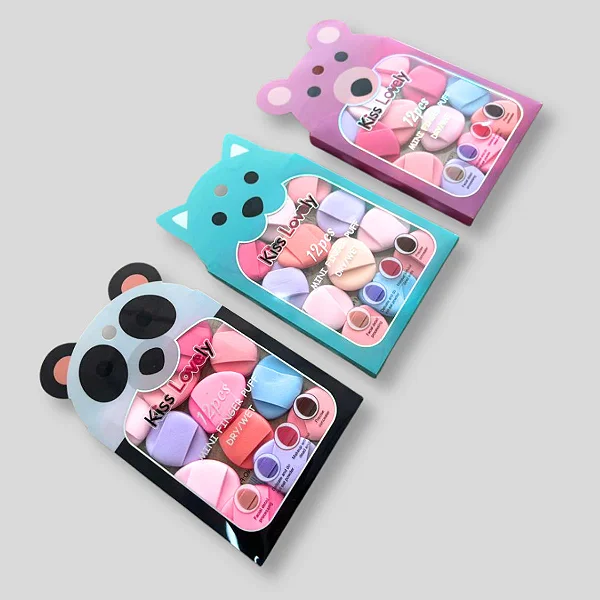 Kit Mini Esponja de Dedo Fofa Kiss Lovely - Cores Sortidas
