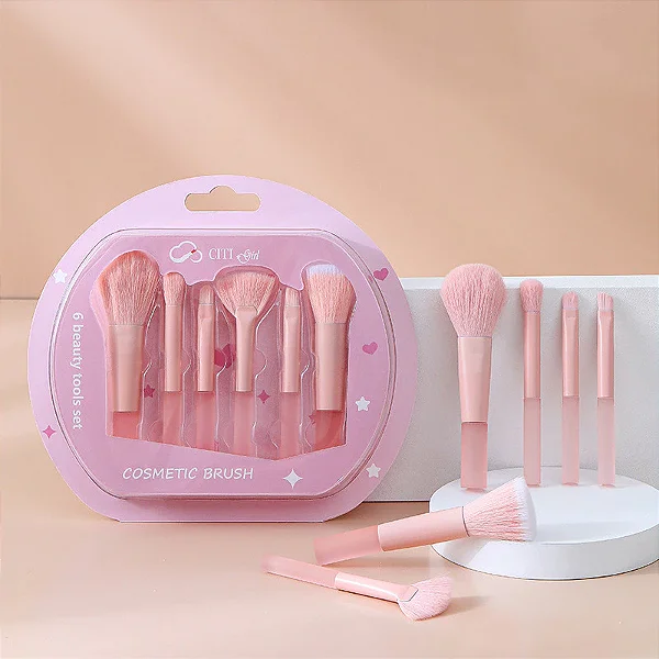 Kit 6 Pincéis Sweet Beauty - Edição Pink Soft - Cores Sortidas