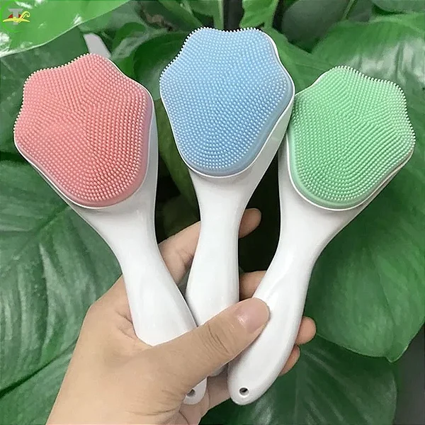 Escova de Limpeza Facial Skin Care Silicone Cerda Macia - Cores Sortidas