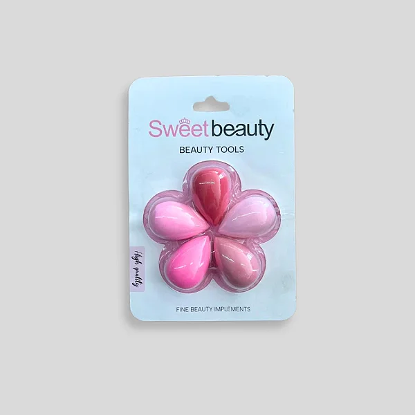 Kit Esponjas de Maquiagem "Sweet Beauty" - Kit Flor 5 Peças - Cores Sortidas