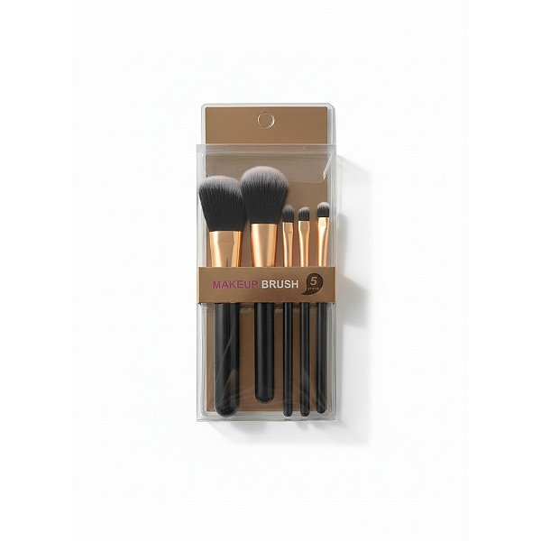 Kit com 5 Pç Pincéis de Maquiagem Completa - Cores Sortidas