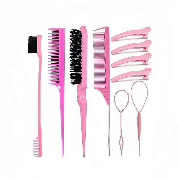 Kit 10 Peças de Pente Profissional Escovas P/ Cabelo Penteado - Cores Sortidas