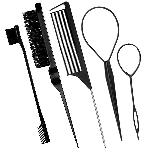 Kit de pente e modelador de coque de 5 peças - Cores Sortidas