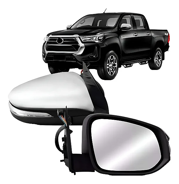 Retrovisor Eletrico Toyota Hilux C/Pisca 2016 até 2025 Cromado