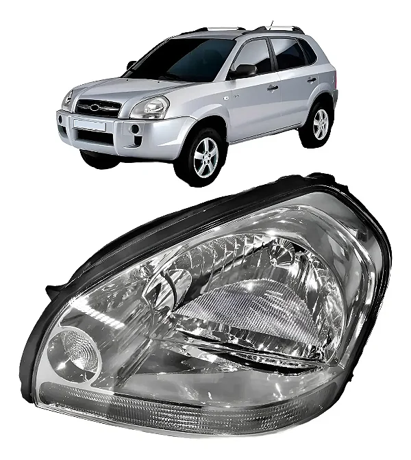Farol Hyundai Tucson 2005 A 2016 Cromado Pisca Cristal