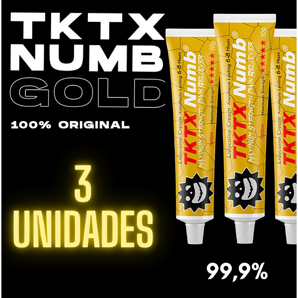 KIT 3 POMADAS GOLD NUMB 99,9%