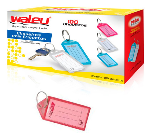 Chaveiro Identificador Maxcril 100 Und Vermelho