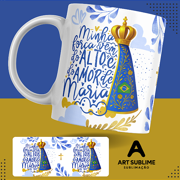 CANECA DE PORCELANA 325ML "MINHA FORÇA VEM DO ALTO"