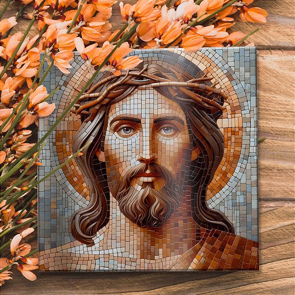 AZULEJO 15cmx15cm "JESUS E A COROA DE ESPINHOS VITRAL"