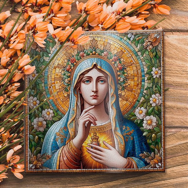 AZULEJO 15cmx15cm "MARIA INTERCEDENDO VITRAL"