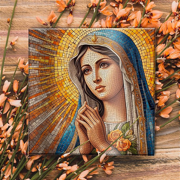 AZULEJO 15cmx15cm "MARIA EM ORAÇÃO VITRAL"
