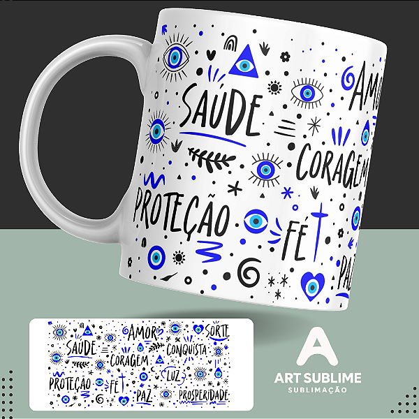 CANECA DE PORCELANA MOTIVACIONAL “SAÚDE E PROTEÇÃO” 325ml