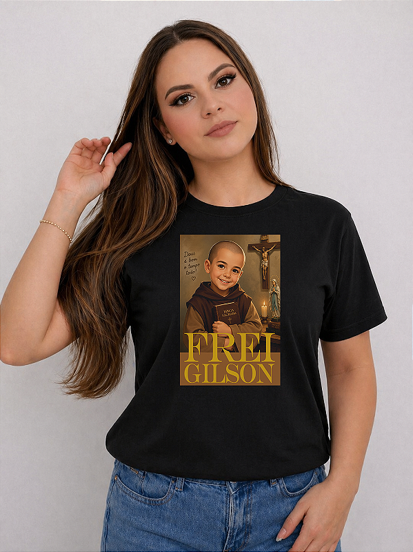 CAMISA “FREI GILSON CRIANÇA” 100% ALGODÃO FIO 30.1 PREMIUM