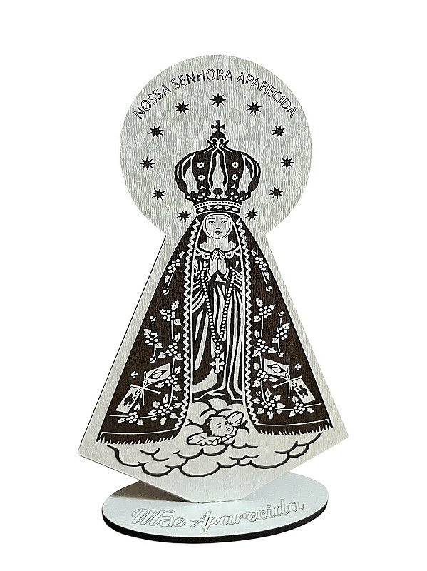 Totem NOSSA SENHORA APARECIDA em MDF branco A13cm x L9,5cm
