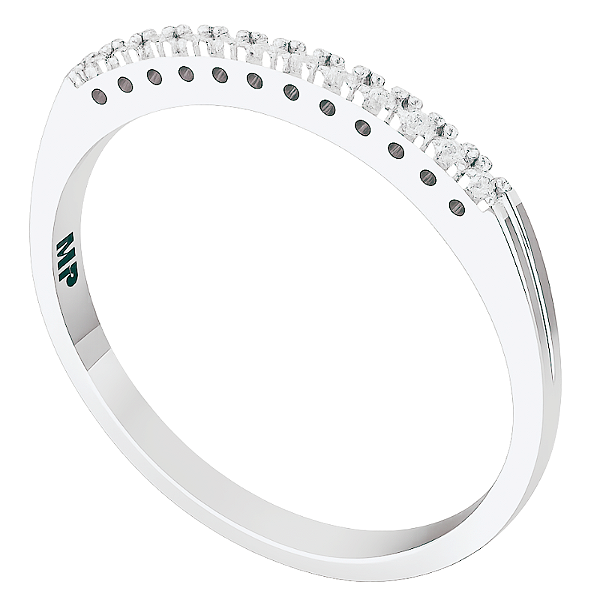 Anel Meia Aliança Delicada Prata 925 com Zircônias Feminino
