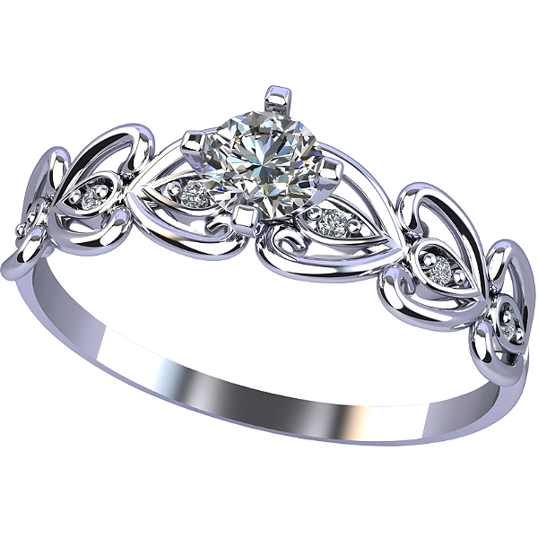 Anel Solitário Prata 925 com Zircônia Arabesco Feminino