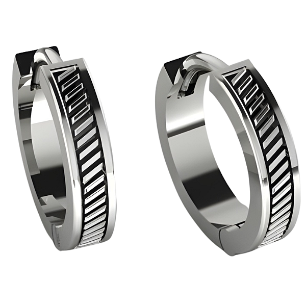 Brinco Argola Prata 925 Masculino Texturizado Moderno