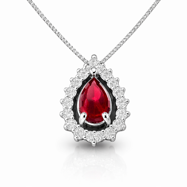 Pingente Gota Vermelha Prata 925 com Zircônias Feminino