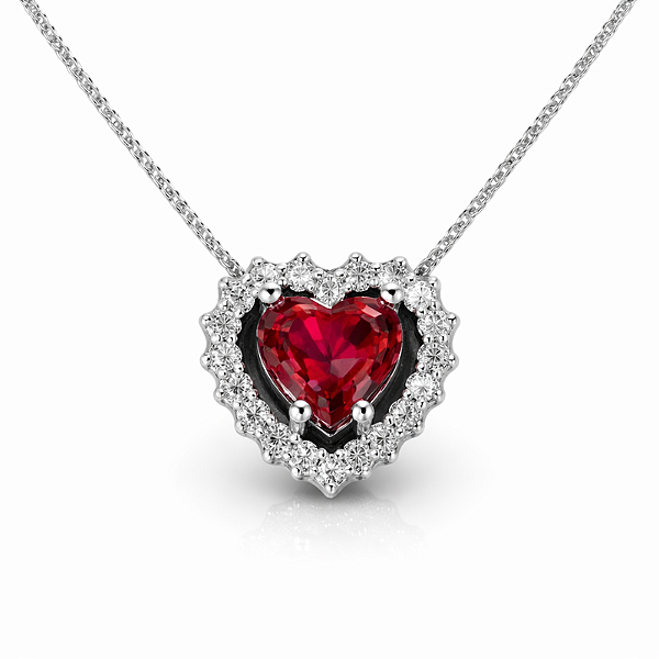 Pingente Coração Vermelho Prata 925 com Zircônias Feminino