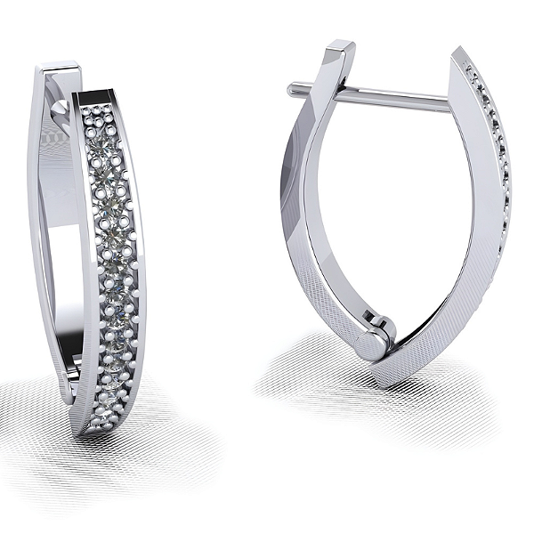 Brinco Argola Alongada Prata 925 com Zircônias Feminino Elegante