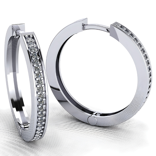 Brinco Argola Grande Prata 925 com Zircônias Feminino Sofisticado