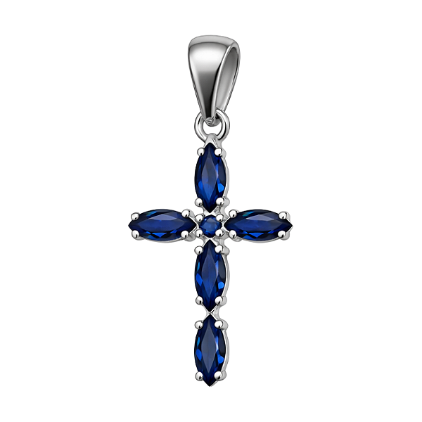Pingente Cruz Prata 925 com Zircônias Navete Cravejadas