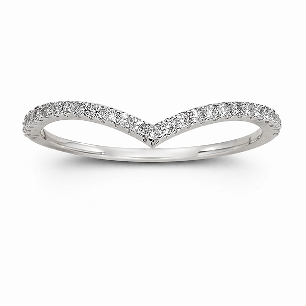 Anel em V Cravejado em Prata 925 com Zircônias