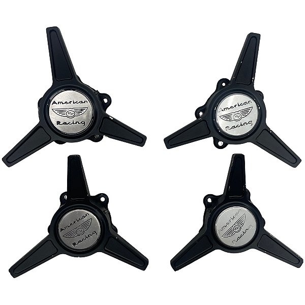 Center Cap Prata Girató Cubo Roda American Race Mustang-67(Jogo)