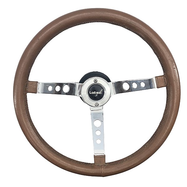 Volante+Cubo Marrom Couro Clássico Original LOTSE BIG Opala