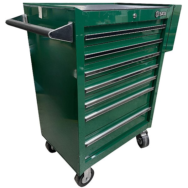 Carrinho Ferramentas Oficina Mecânico Verde 7 Gavetas Sata