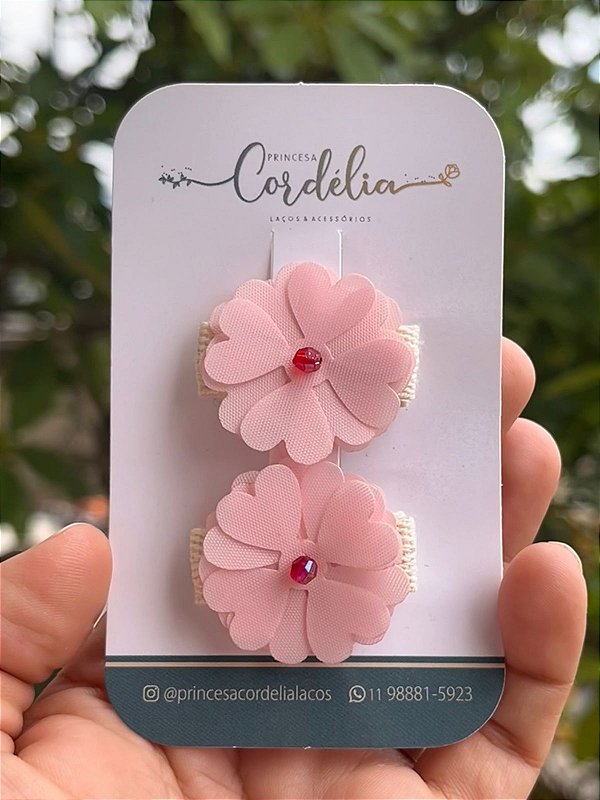 Parzinho Mini Flor Rosa